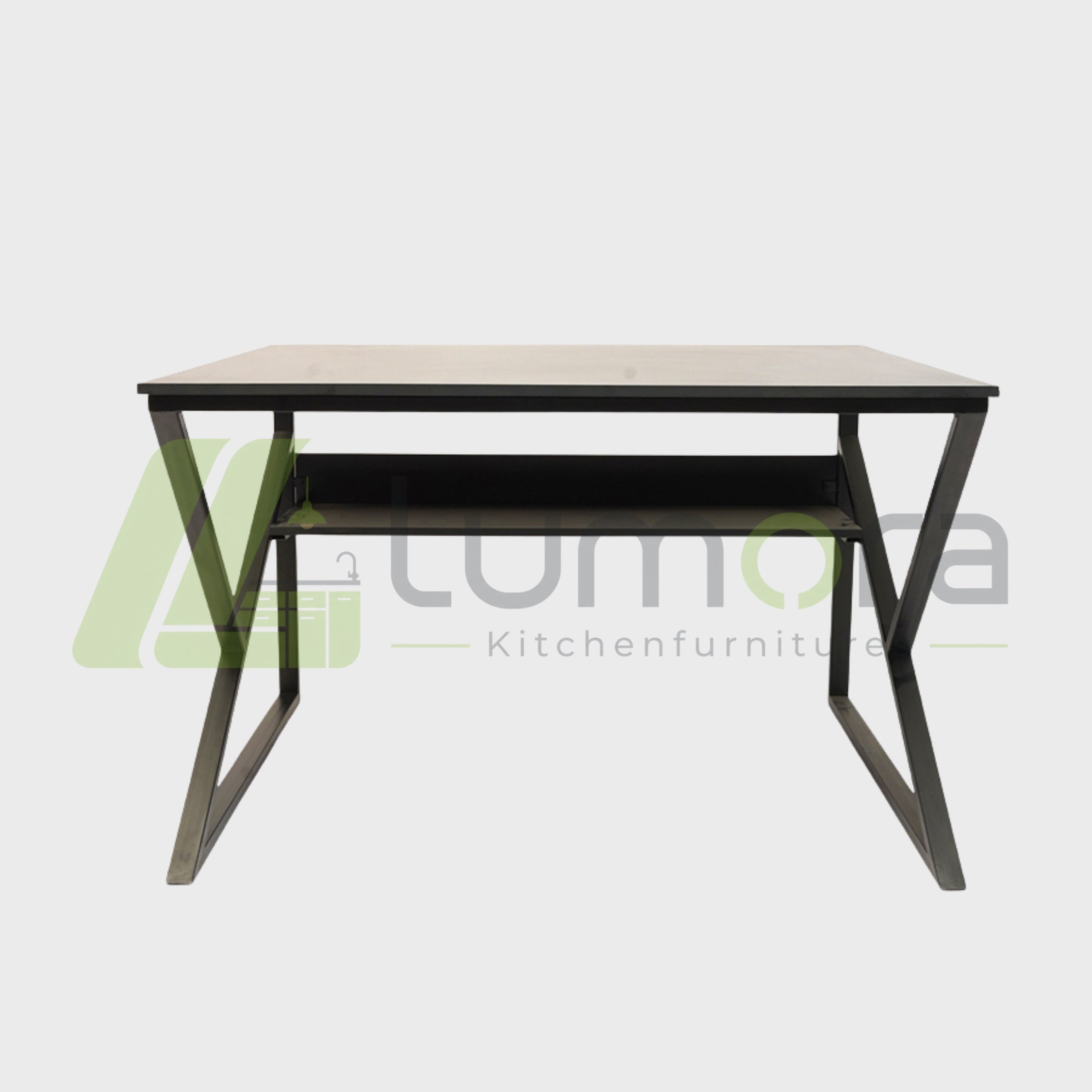 Office and Study Desk – Modern X-Frame Kids Study Table with Shelf