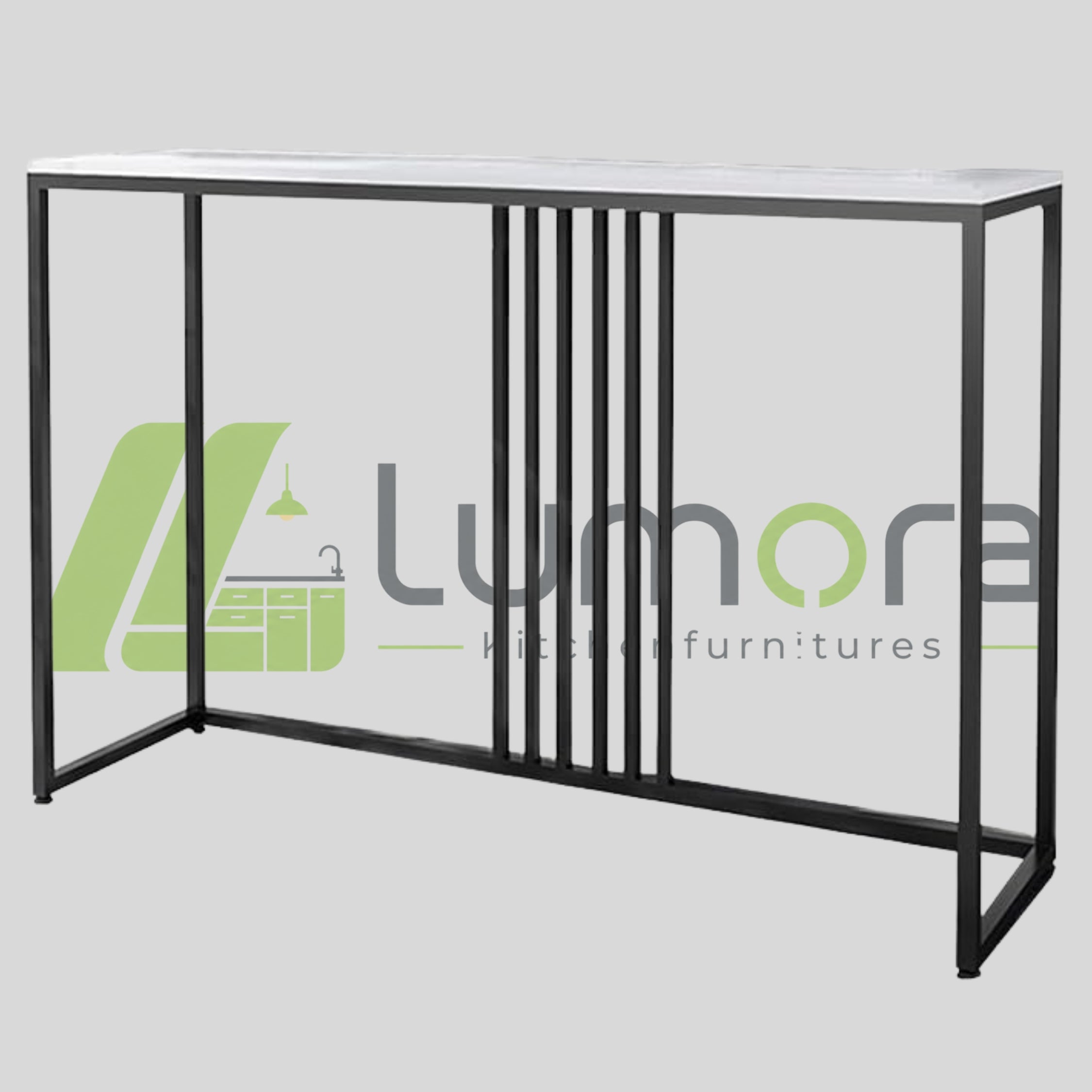 Marble Console Table 80x30x80CM – Modern Narrow Side Table with Metal Frame (Brown)