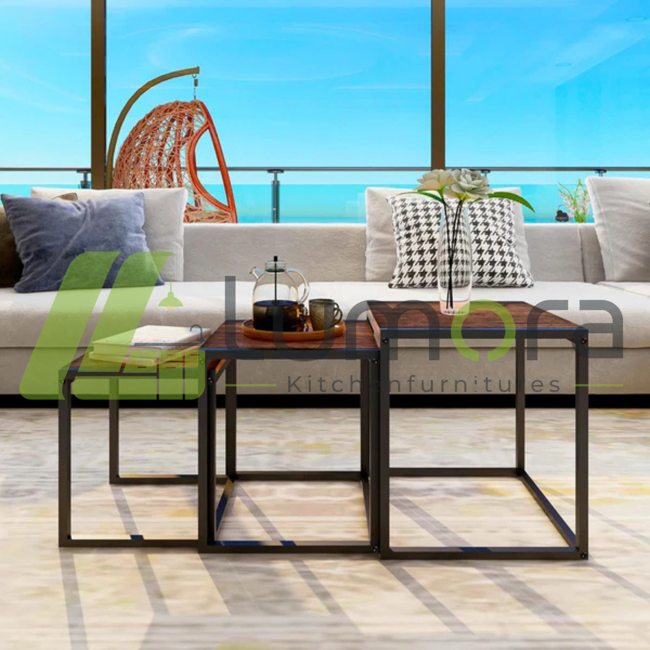 3-Piece Nesting Table Set – Modern Living Room Coffee & Side Tables (Space-Saving Design)