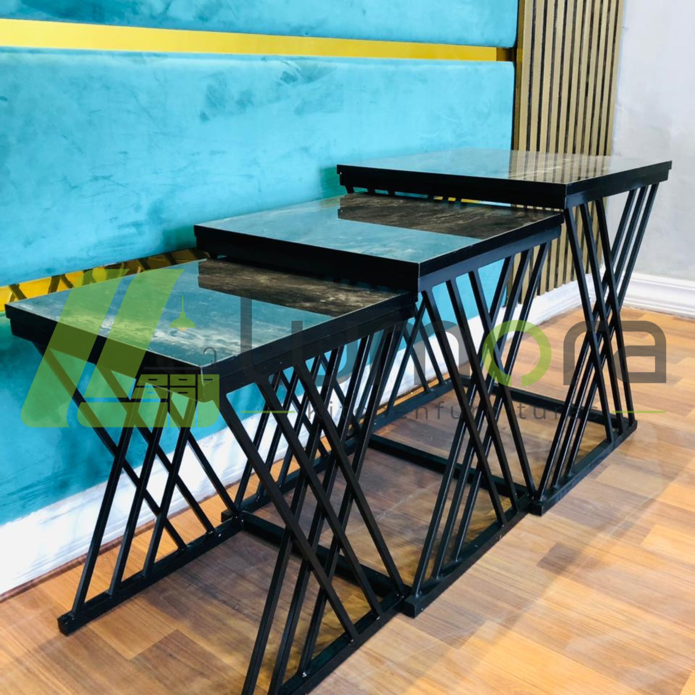Ines Premium 3-Piece Nesting Table Set – Modern Marble Top Coffee & Side Tables