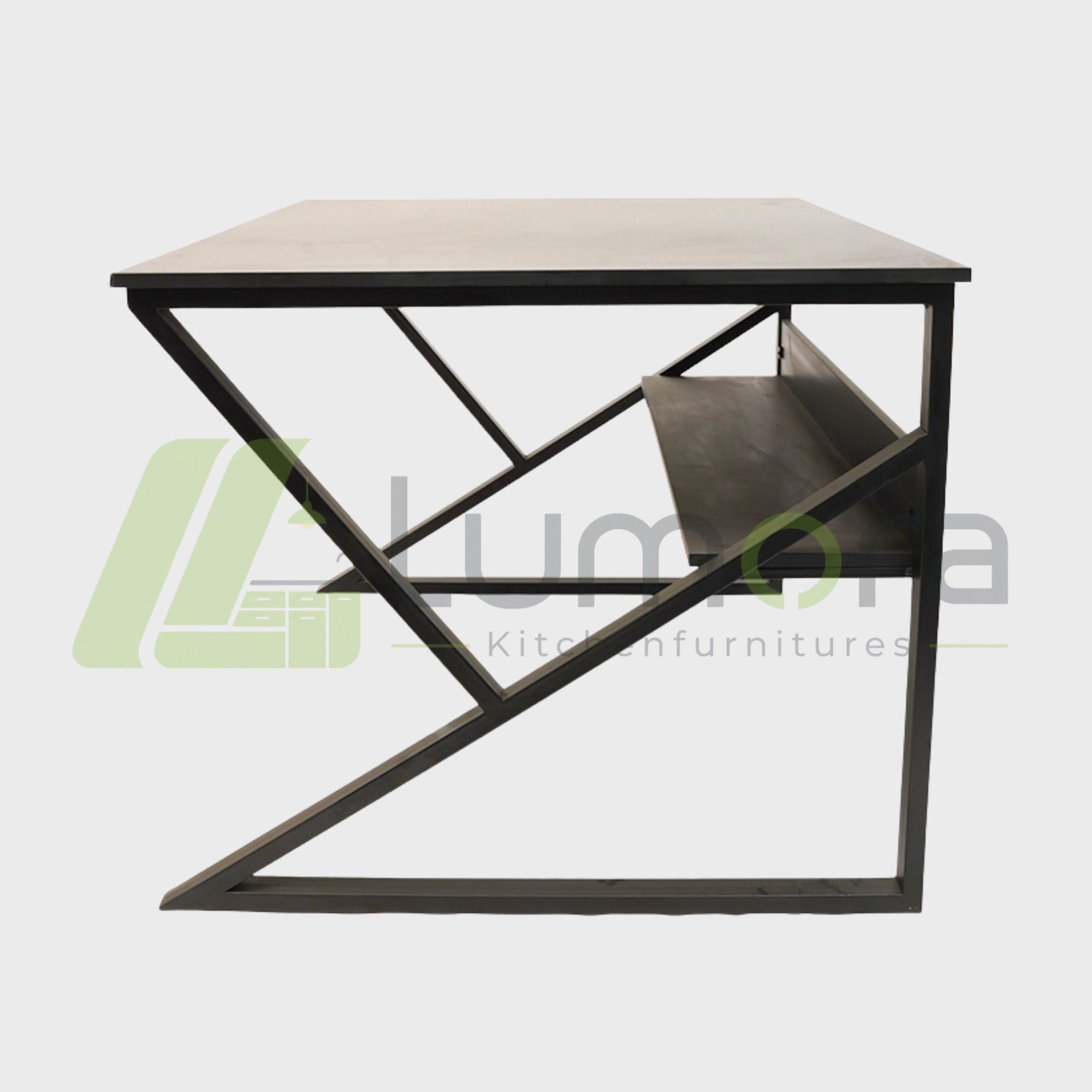 Office and Study Desk – Modern X-Frame Kids Study Table with Shelf