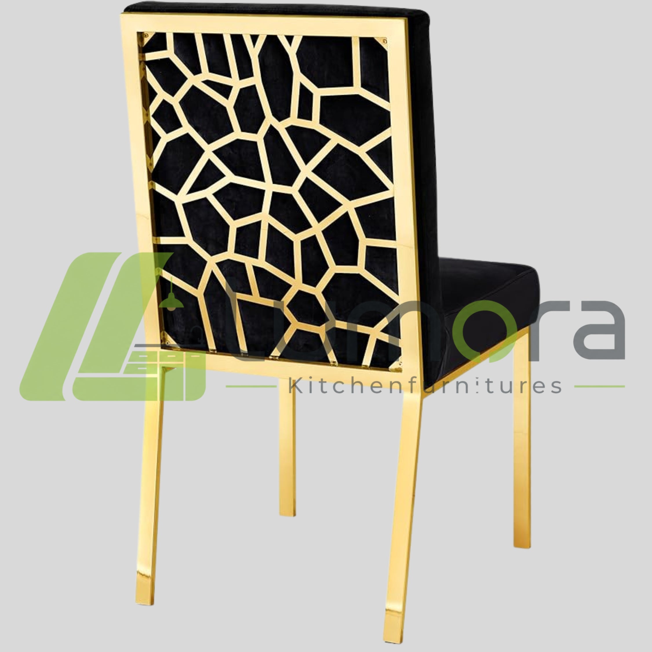 Meridian Opal Velvet Dining Chairs (Set of 2 or 4) – Black & Gold Modern Only Chairs