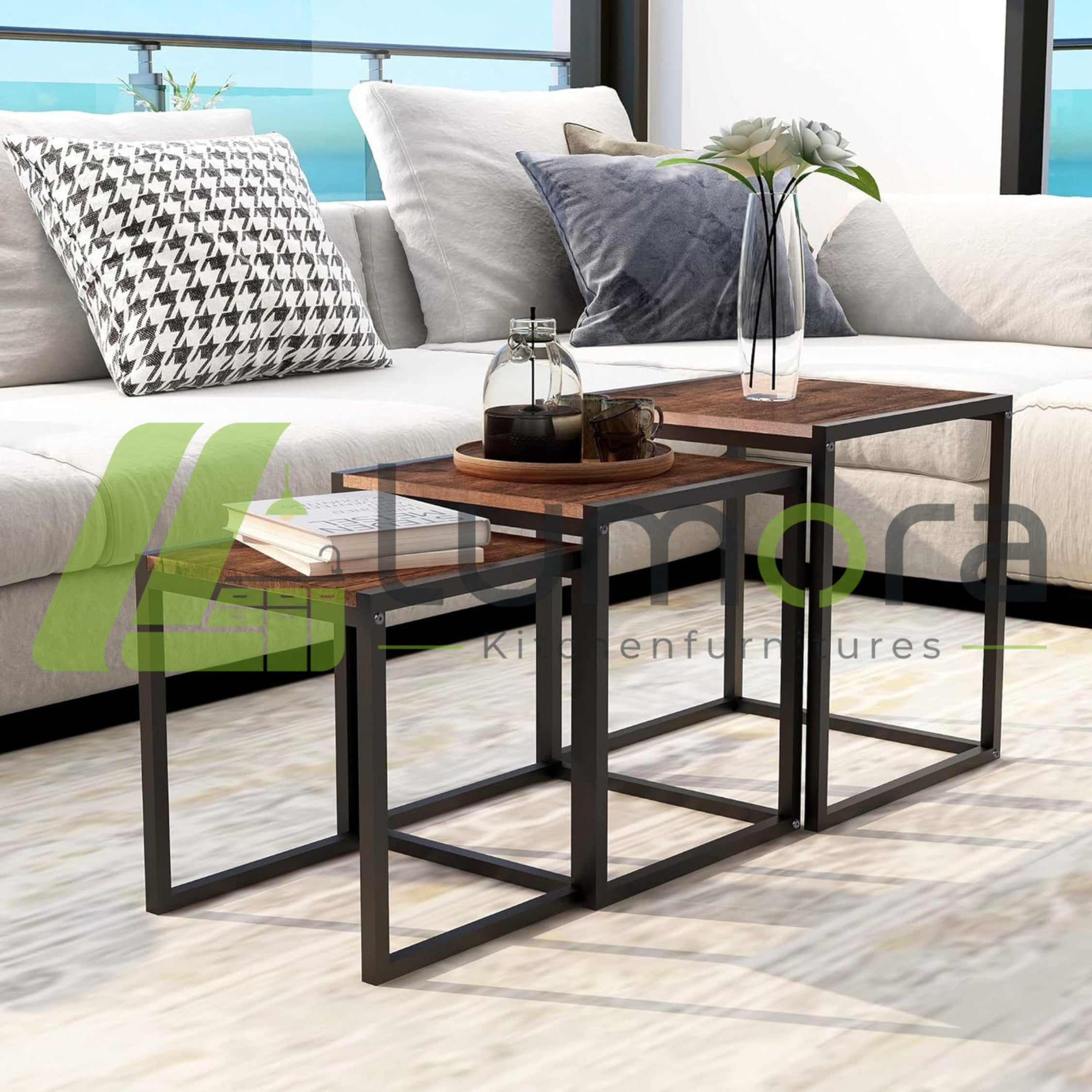 3-Piece Nesting Table Set – Modern Living Room Coffee & Side Tables (Space-Saving Design)