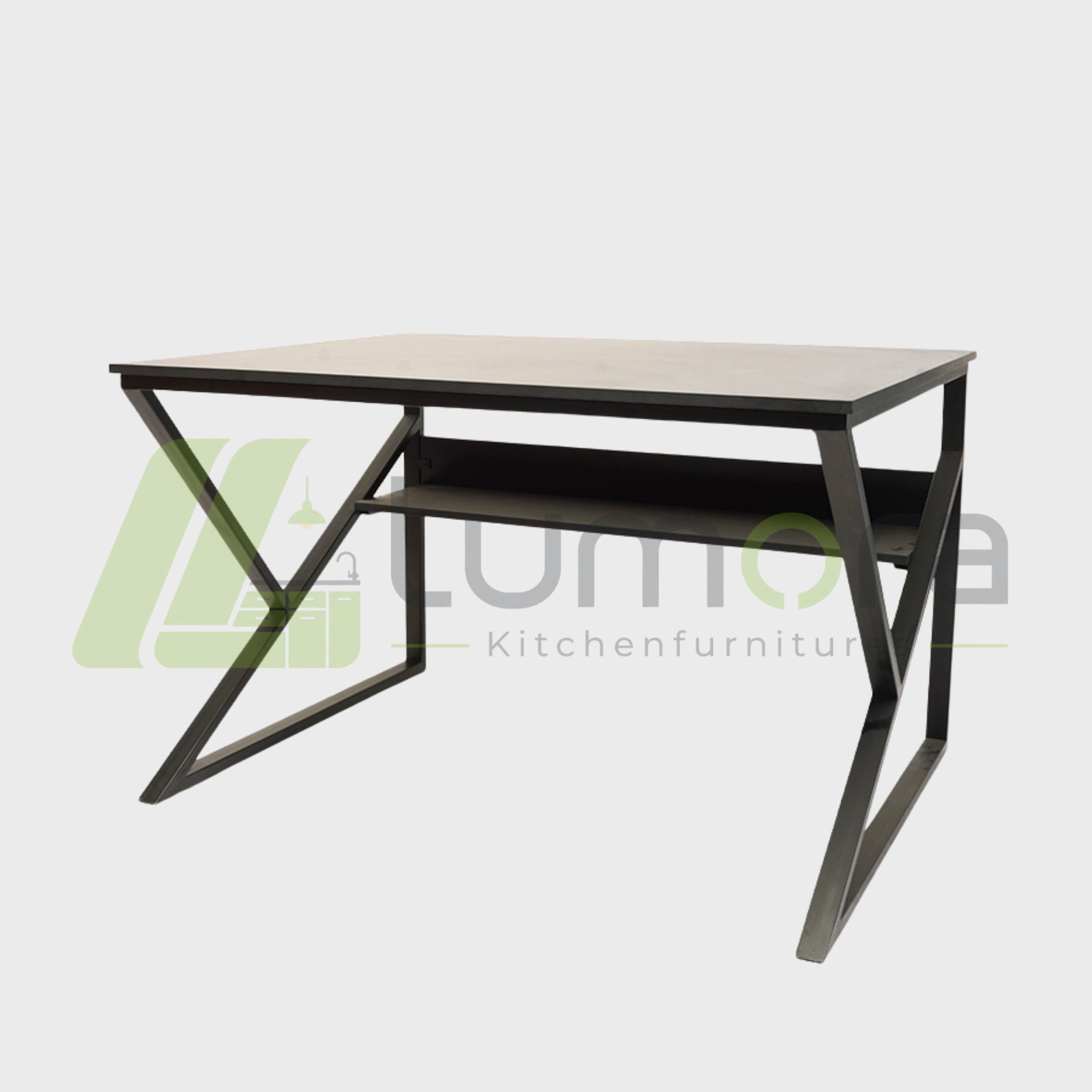 Office and Study Desk – Modern X-Frame Kids Study Table with Shelf