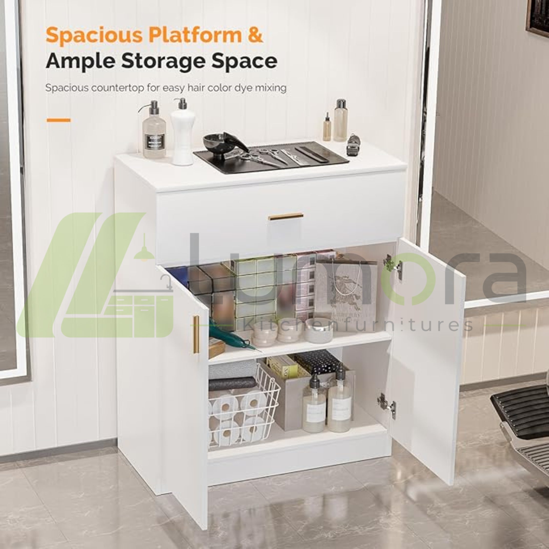 Storage Station – Barber Styling Cabinet with Drawer & Storage