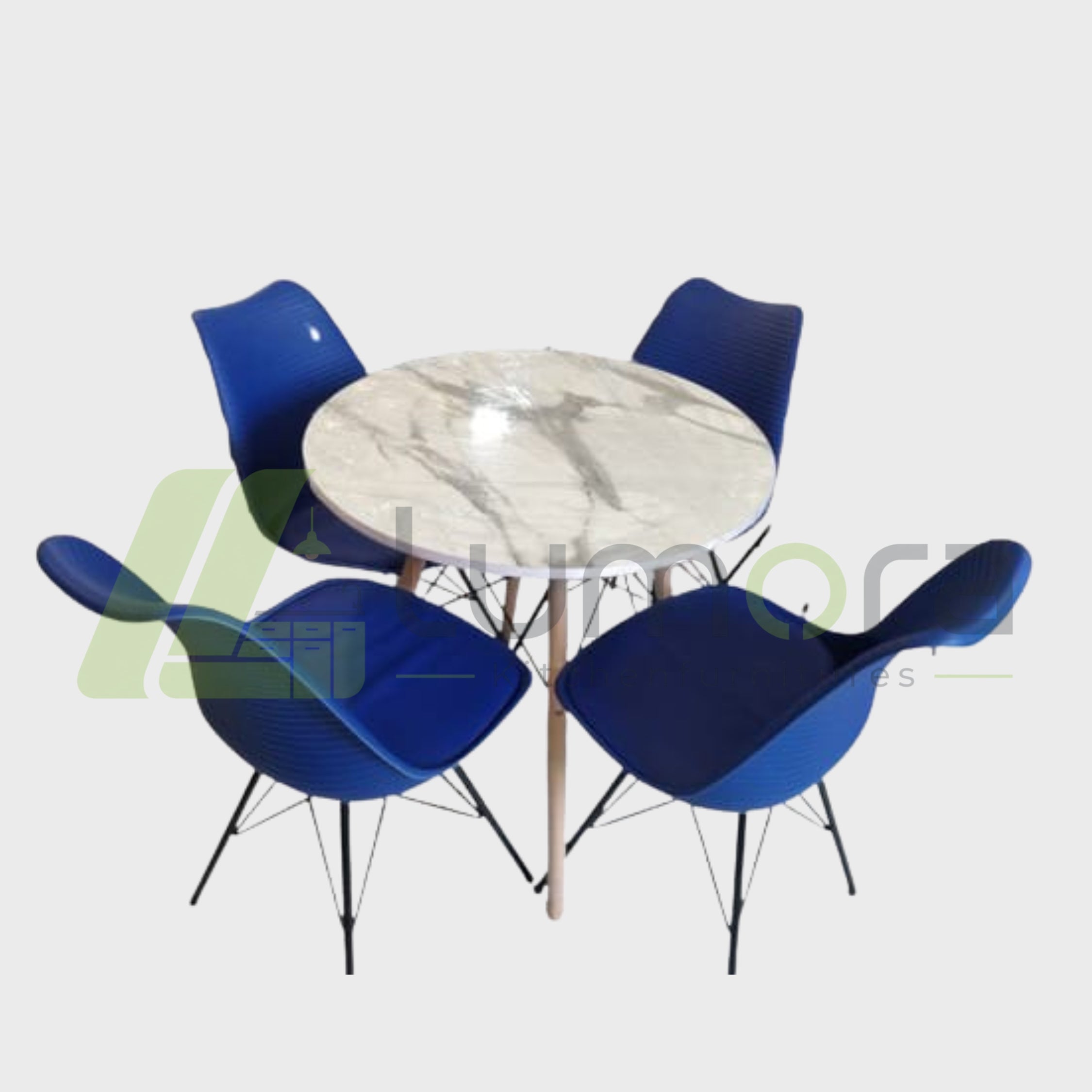 Chair & Table Set (4+1) – Modern Cafe & Restaurant Dining Set – Imported Metal/Wood Chairs